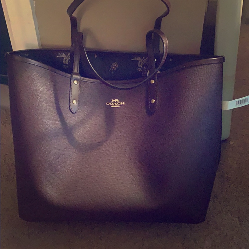 Coach reversible tote - brown and/or black floral.